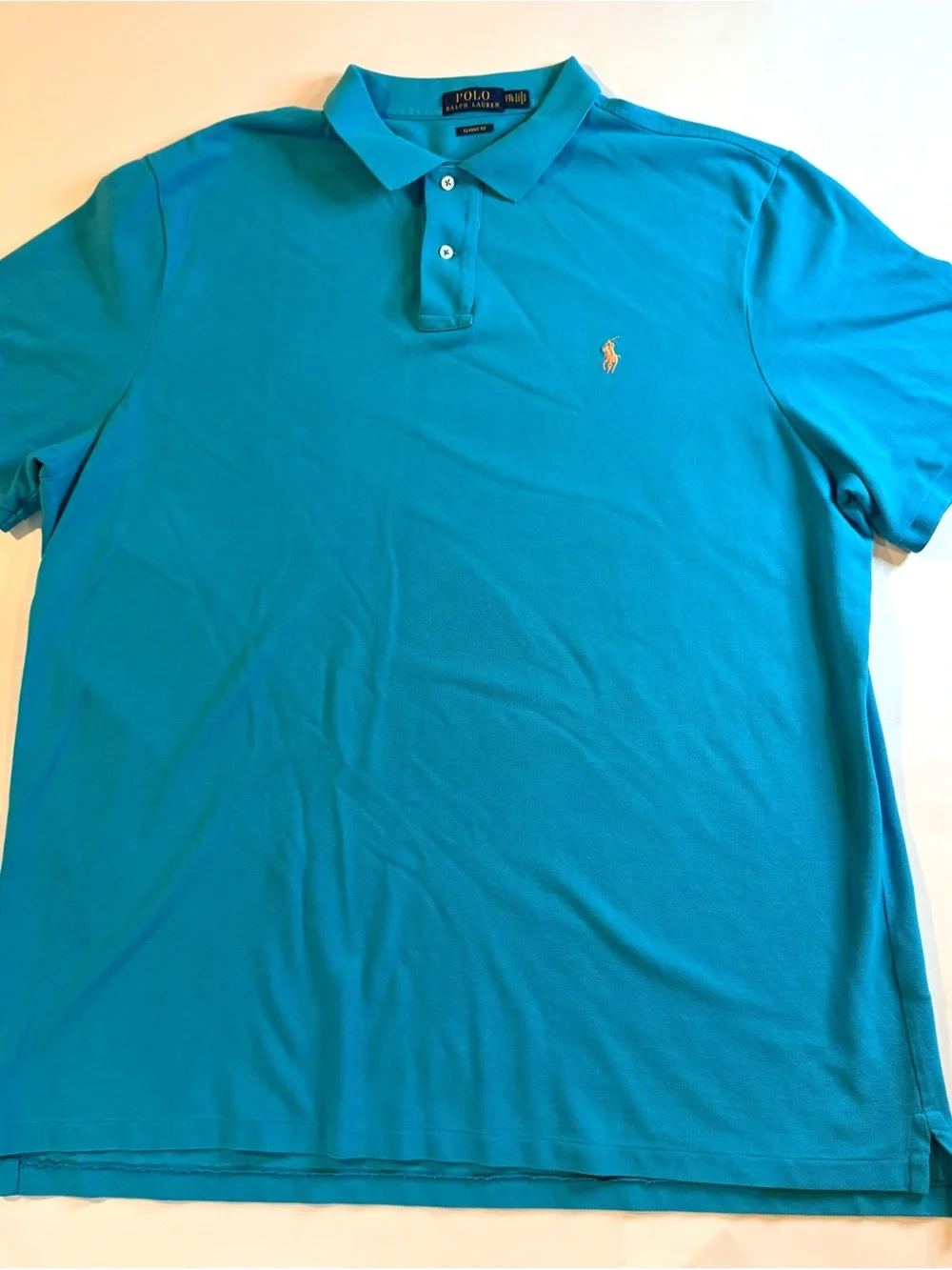 Polo Ralph Lauren men's blue classic fit polo shirt XXL pink pony logo preppy